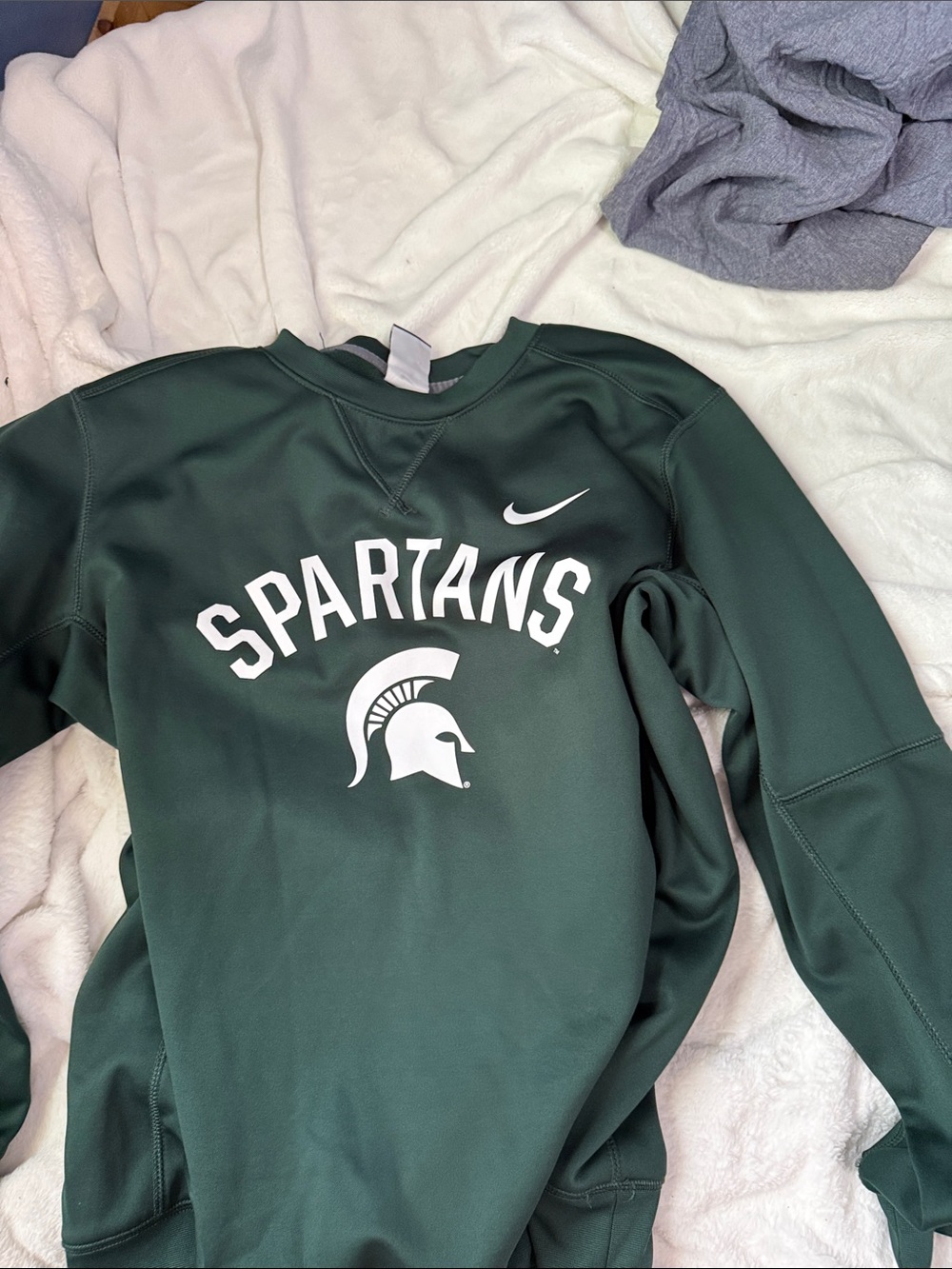 Nike Crewneck Sweatshirt - Forest Green with White Spartans Logo